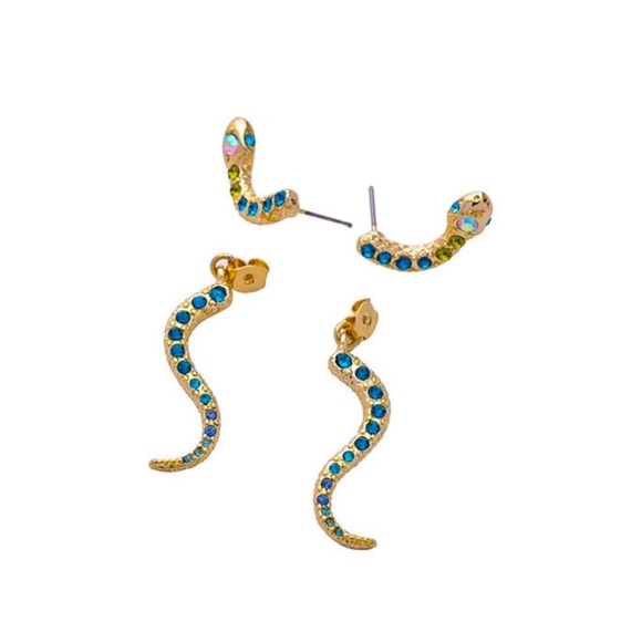 2/$20! Gold/Colored Crystal Snake Earring Jackets - Picture 6 of 9